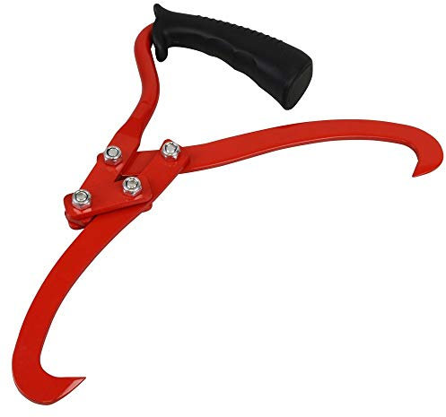 Germania Holzgreifer 25 cm rot aus Stahl – 25cm Maulöffnung – bis 75 kg Handhebehaken für Holz - Holzpackzange Forst & Garten