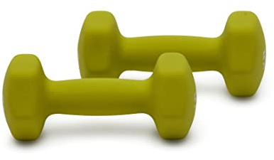 Amazon Basics Neoprene Dumbbell Hand Weights for Workout and Exercise, Hexagon Shape, 5 Pounds, Pair, Green
