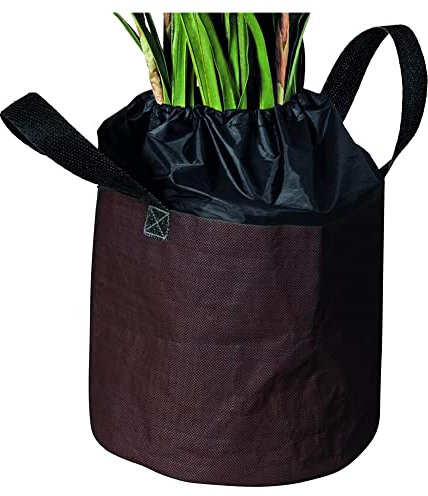 NOOR Frostschutz-Sack XL 55 x 45 cm mit eingenähter Isolierfolie I Frostschutzhaube für Topf-Pflanzen mit Zugband & Tragegriffen I Winterschutz für Pflanzen-Überwinterung von Kübelpflanzen I Braun