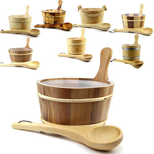 Saunakübel / Saunaeimer mit Kunststoffeinsatz und Kelle Kiefer (Nr 5)