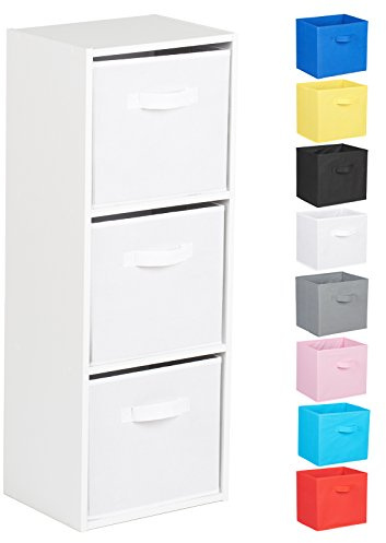 Hartleys 3 Tier White Cube Unit - White Storage Boxes
