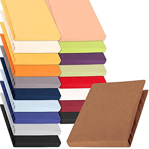 aqua-textil Pur Jersey Spannbettlaken 90x200-100x220 cm Schoko braun Wasserbett Boxspringbett 160g/qm Mako Baumwolle