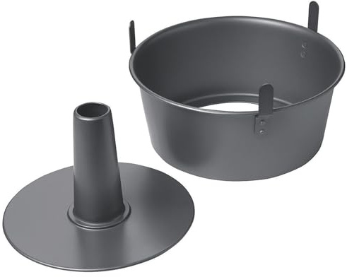 Chicago Metallic Angel Food Cake Pan with Cooling Feet, 2-Piece Nonstick Tube Pan, 9.5 Inch Carbon Steel, Perfect for Pound and Sponge Cakes