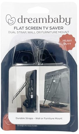 Dreambaby Flat Screen TV Saver Child Safety Straps - Anti-Tip Furniture Security Anchors - Adjustable Strap - Black - Model L860