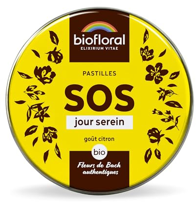 BIOFLORAL - SOS Secours Jour Serein BIO - 165 Pastilles - Soutien émotionnel - Fleurs de Bach Authentiques - Sans Alcool