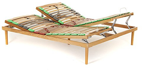 Materassimemory.eu Rete Matrimoniale in legno di faggio Alzata Manuale Testa Piedi mis. 160x190 doghe ammortizzate e basculanti