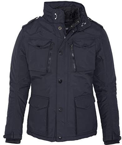 Schott NYC Men's Field Parka Long Sleeve Jacket, Blue (Navy), Large