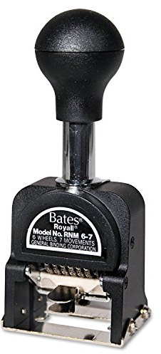 Bates 9806450 Royall Economy Numbering Machine, Six Wheels, Pre-Inked/Re-Inkable, Black