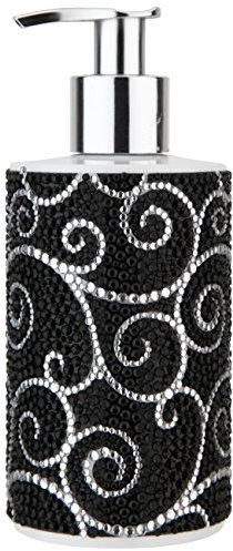 Seifenspender Creme-Seife gefüllt 250ml Schwarz-Silber mit Steinen Vivian Grey