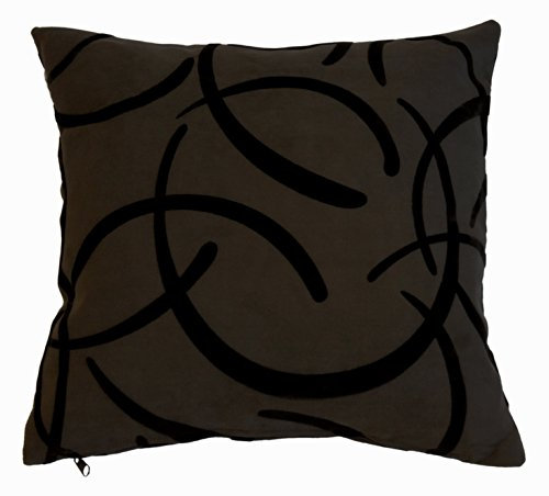 Kissenhülle Kissenbezug 50 x 50 cm Dunkelbraun Wildleder Optik, Flock, abstraktes Design, Kissenbezüge für Wohnzimmer Sofakissen Dekokissen Schlafzimmer Kopfkissenbezug