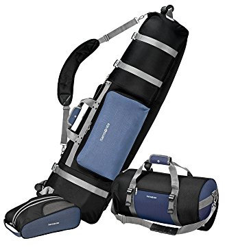 Samsonite 3-teiliges Golf-Reise-Set Golftasche, Seesack mit Rollen, blau/schwarz, & Shoe Bag