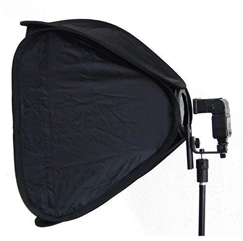DynaSun SB1009 Softbox Bank Quadrangolare Pieghevole, EasyFolder con Slitta Standard Hot Shoe per Flash a Slitta, 80x80cm XXL, Nero