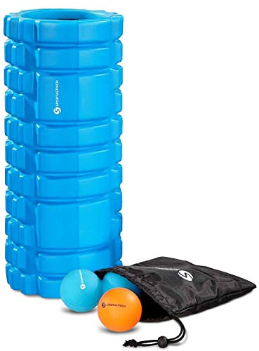 SPORTASTISCH Faszienrolle „Let’s Roll“ Fitnessrolle Massagerolle 30cm mittel-hart im Set mit Faszienball Duoball für Rücken, Wirbelsäule & Nacken