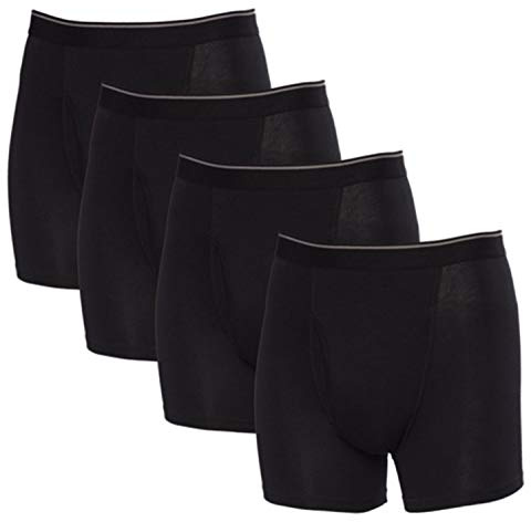 Kirkland Signature Men's Boxer Brief Pima Cotton 4 Pack (Large, Black)