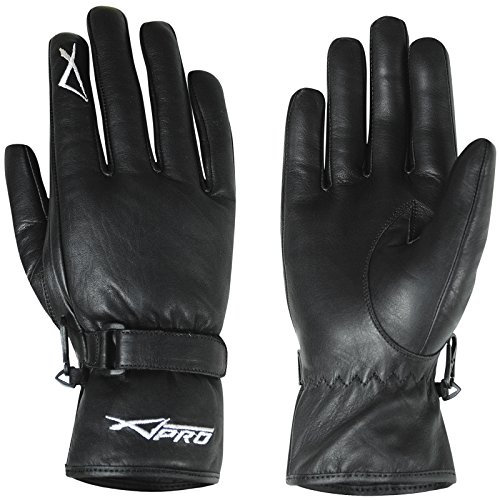 A-Pro Klassische Handschuhe Leder Motorrad Roller Weich Gefuettert Schwarz XS