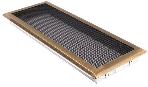 Luftgitter Warmluftgitter Kaltluftgitter Kamingitter Ziergitter Lüftungsgitter messing patina 16 x 45 cm mit Rahmen