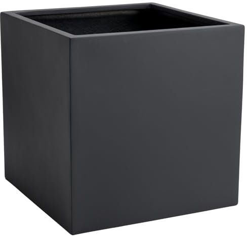 VIVANNO Pflanzkübel Fiberglas Block Frostsicher - 40x40x40 cm - Anthrazit Matt - Blumenkübel Quadratisch für Draußen und Drinnen