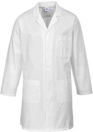 Portwest 2852 Standard Lab Coat Kingsmill Polycotton Professional Protective Workwear Concealed Stud 3 Pocket Storage Durable Comfortable Non-Shrinking, White, 3XL