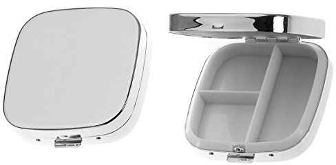 SILBERKANNE Pillendose 3 Fächer 6x6x1,5 cm Silber Plated versilbert. Pillendöschen, Aufbewahrungsbox, Tablettenbox, Pillenbox