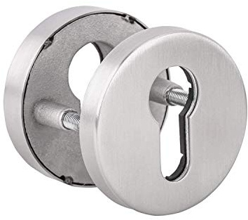 Gedotec Rosace Double Acier Inoxydable Mat Brossé |H2032| Protection Ronde Entrée de Serrure de Porte PZ | Portes d'Intérieur | Profile en Cylindre PZ Ferrure sécurité | Plaque et Vis | 1 Paire
