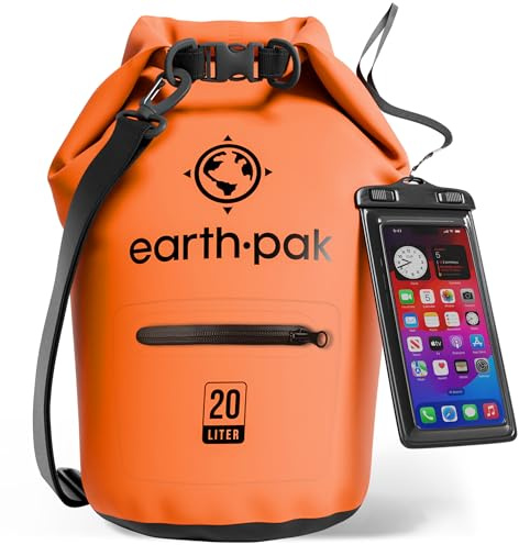 Earth Pak-Torrent Series Waterproof Dry Bag Keeps Gear Dry for Kayaking, Boating, Hiking, Camping and Fishing with Waterproof Phone Case (Orange, 20L)