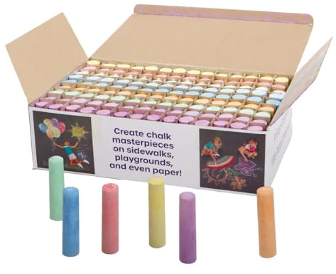 S&S Worldwide Giant Box of Jumbo Sidewalk Chalk, 126 Pieces, 9 Colors - Bulk Set Color Splash Outdoor Colored Chalk for Kids and Toddlers Ages 3+, Non-Toxic