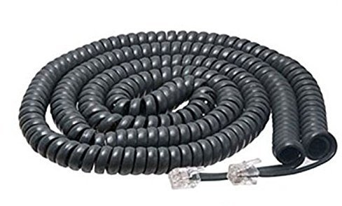 iMBAPrice Black Telephone headset cable - 3 to 25 Feet Heavy Duty Coiled Telephone Handset Cord