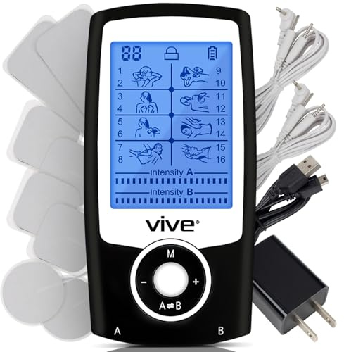 Vive Stim Unidad de los diez Máquina - electroterapia muscular Estimulador Con electrodos de desfibrilación Negro