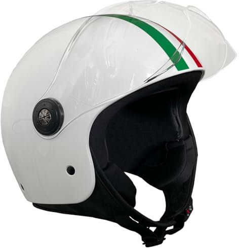 Jethelm RALLOX 229 Italia Helm Motorradhelm Größe XL Rollerhelm mit Visier klar weiß Glanz