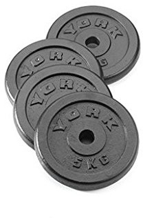 York Fitness 4 x 2.5kg Standard Cast Iron Disc Set, black