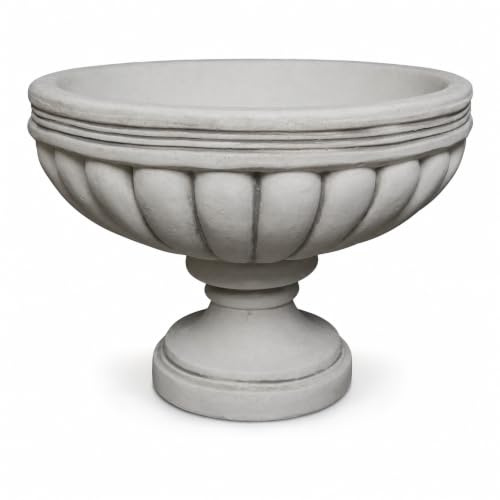 gartendekoparadies.de Klassische Pflanzschale, Ø 55 cm, H 40 cm, 44 kg, Pflanzkübel aus Steinguss/Weißbeton, Grau, 25 L, frostbeständig bis -30 °C