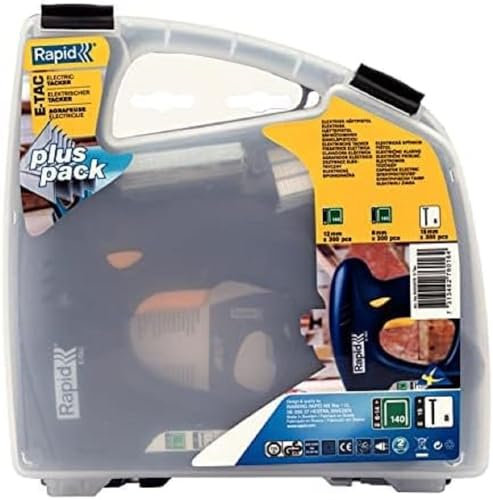 Rapid E-TAC Grapadora Eléctrica con Cable para Grapas nº 140 y Clavos nº 8, Grapadora y Clavadora Manual con Doble Recámara y Mango Ergonómico (5000576)