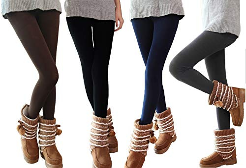 Mediawave Store - Set 5 Leggings Aderente Donna Ass. Gaia Effetto Termico Interno Felpato (L/XL) (S/M)