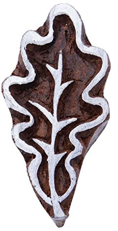 Knitwit Brown Decorative Block Indian Wooden Textile Stamps Wood Leaf Printing Block