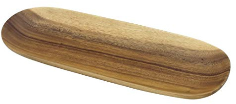 Pacific Merchants Acaciaware 16.5- by 5.5-Inch Acacia Wood Oval Baguette Serving Tray