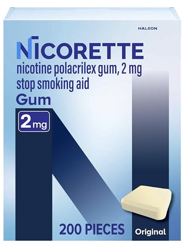 Nicorette Nicotine Gum Stop Smoking Aid, 2 mg, Original Flavor - 200 Count