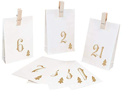 Pajoma adventskalender, enkel, 1 x 24 påsar för fyllning, inkl. Pinnar, jul