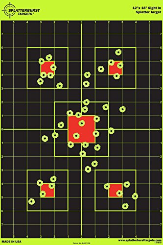 50 Pack - 12x18 Sight In Splatterburst Target - Instantly See Your Shots Burst Bright Florescent Yellow Upon Impact!