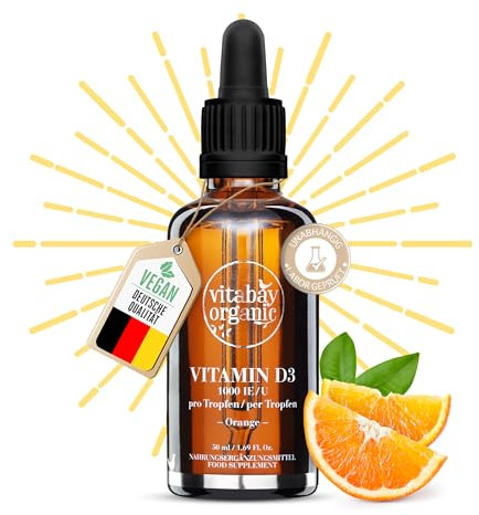 Vitabay Vitamin D3 Tropfen 50 ml - 1.500 Vegane Tropfen mit 1.000 ie - Vitamin D3 1000 - Vitamin D3 Hochdosiert Vitamin D Öl - Vit D3 Tropfen Hochdosiert - Vitamin D Öl Hochdosiert Vitamin D3 Vegan