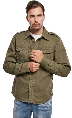 Brandit Vintage Shirt Long Sleeve, Uomo, olive, XXL