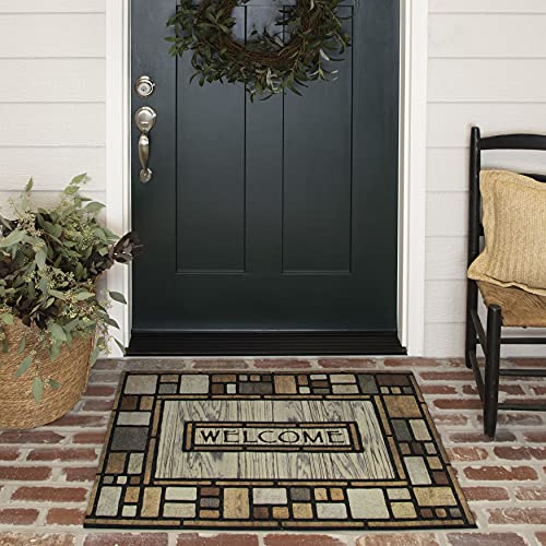 Mohawk Home Entryway Door Mat 1.5' x 2.5' All Weather Doormat Outdoor Non Slip Recycled Rubber, Drifted Nature Multicolor
