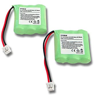vhbw 2x batteria compatibile con Loewe Alphatel 3100 telefono fisso cordless (320mAh, 3,6V, NiMH) verde