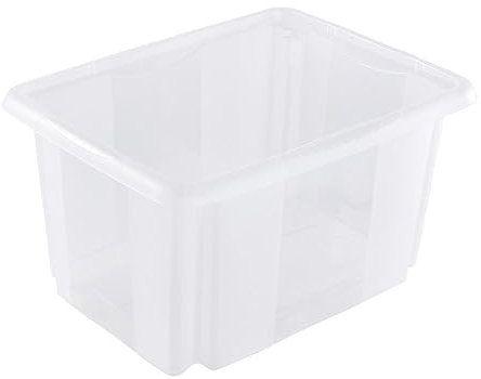 keeeper Aufbewahrungsbox mit Dreh-/Stapelsystem, 38 x 28,5 x 20,5 cm, 15 l, Emil, Transparent