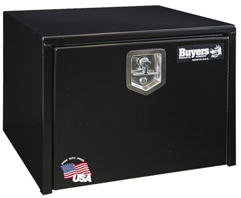 Buyers Products 1702300 Black Steel Underbody Truck Tool Box - 18 x 18 x 24 Inch Heavy-Duty Job Box, Weather-Resistant Truck Bed Storage, Locking T-Latch, Made in USA