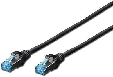 DIGITUS Câble LAN Cat 5e - 0,5m - CCA Câble Réseau Avec RJ45 - SF/UTP Blindé - Compatible Cat-6 & Cat-5 - Noir