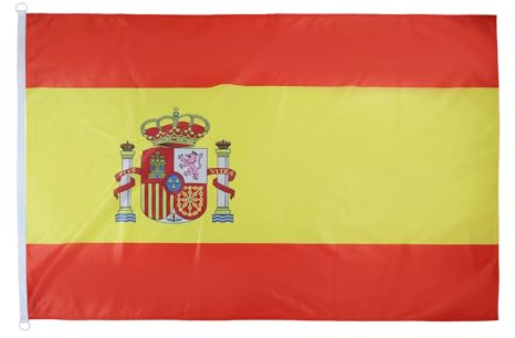 AZ FLAG Drapeau Espagne 150x90 cm Drapeau Espagnol Maille Bloquée 2 Œillets | Usage extérieur Drapeau décoratif España coutures doubles et bords renforcés avec œillets métalliques polyester maille