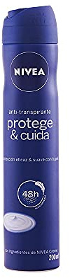 NIVEA Protege & Cuida Spray (1 x 200 ml), desodorante antitranspirante con el aroma de NIVEA Creme, spray desodorante con 0% alcohol