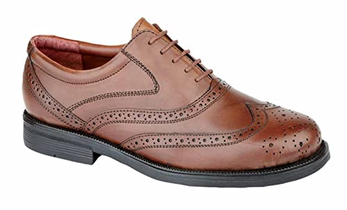 Scimitar Mens Gents Leather Wide Fit Brogues Shoes Size 6-14 Brown (11)