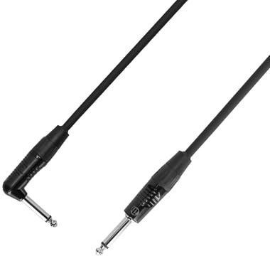 Adam Hall 4 Star Series Rean instrumentkabel (6,3 mm monoklucka på 6,3 mm vinkelvinkel monoklinke), 9 m