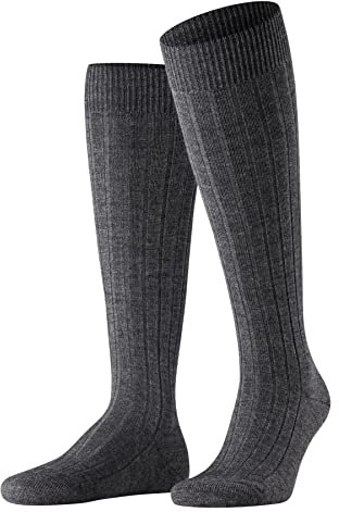FALKE Herren Kniestrümpfe Teppich Im Schuh M Kh Wolle lang einfarbig 1 Paar, Grau Dark Grey 3070, 43-44
